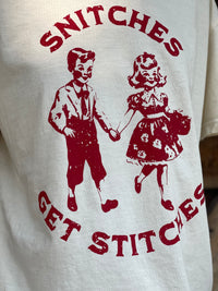 Thumbnail for Snitches Get Stitches Tee- Ivory