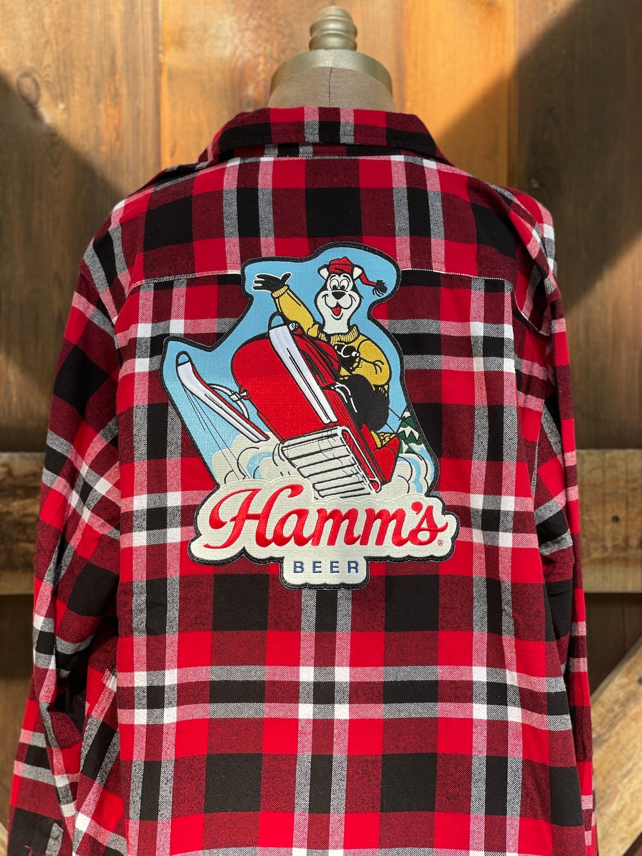 Hamm's SNOWMOBILE BEAR "SNOW FUN" Flannel