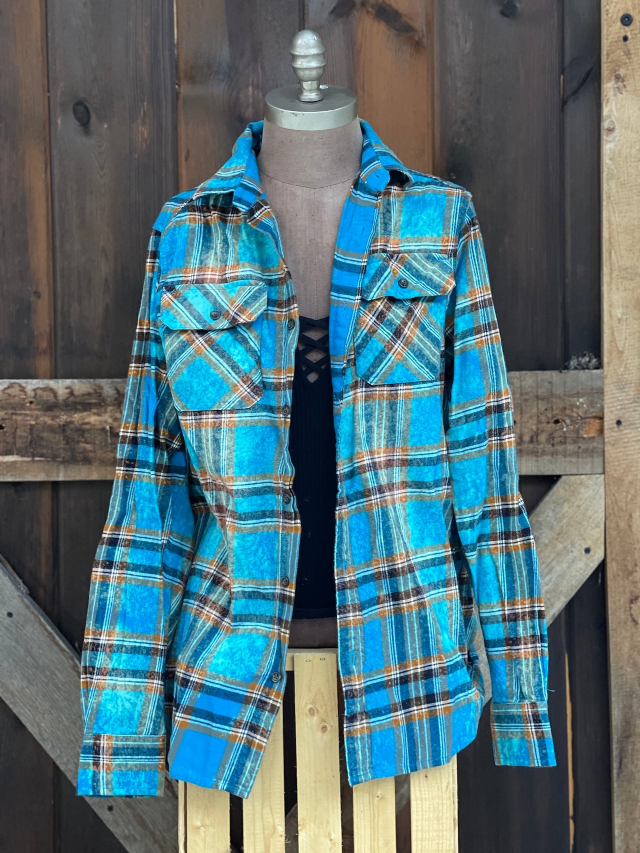 Turtle Cove Art Flannel- LIMITED EDITION Blue Lagoon Plaid