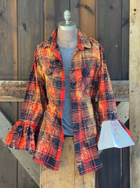 Thumbnail for Flared Sleeve Flannel- FRIDAY Xlarge