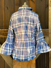 Thumbnail for Flared Sleeve Flannel- VERANDA Size Large