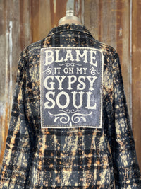 Thumbnail for Blame it on my Gypsy Soul Art Flannel- Distressed Black