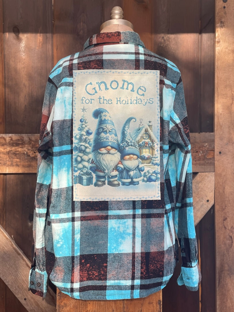 GNOME FOR THE HOLIDAYS Holiday Flannel- Distressed Turquoise