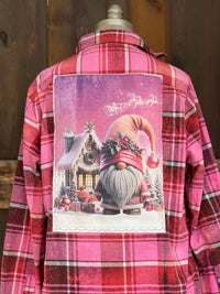 Thumbnail for NORTH POLE GNOMEY Art Flannel LIMITED EDITION Sugar Plum  Plaid