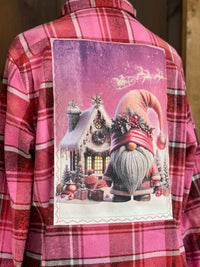 Thumbnail for NORTH POLE GNOMEY Art Flannel LIMITED EDITION Sugar Plum  Plaid