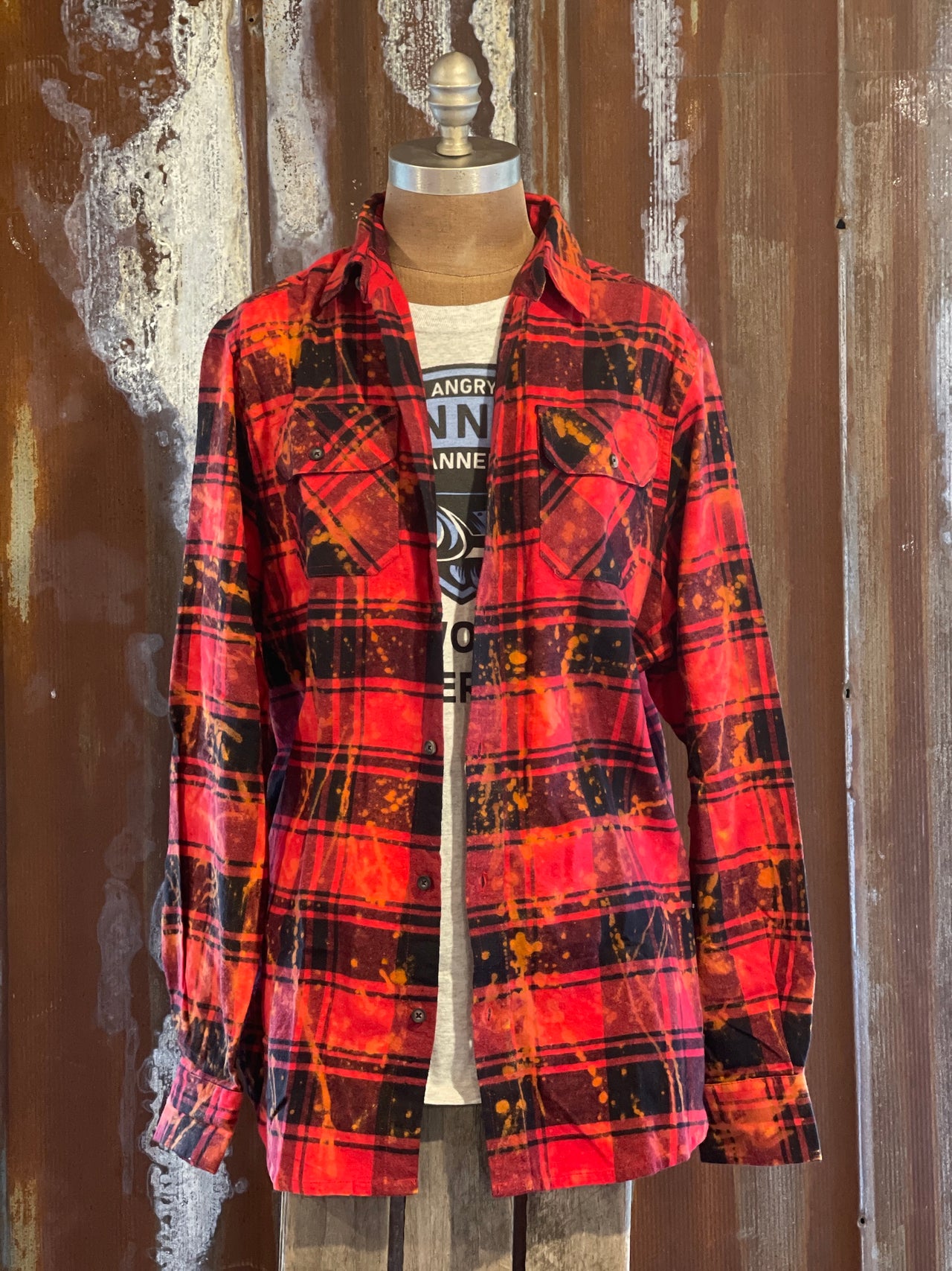 Hamm's GOALIE BEAR Flannel- Distressed Red