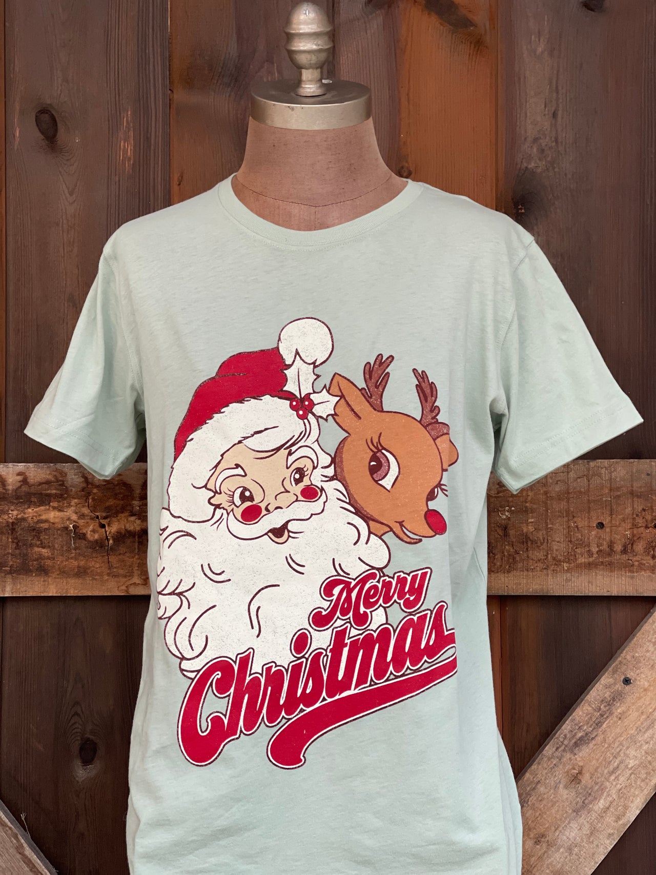 Merry Christmas Tee- Washed Sage Green