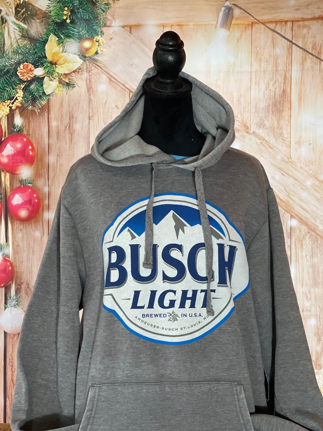 Busch Light Hoodie- Pigment Washed Charcoal Grey