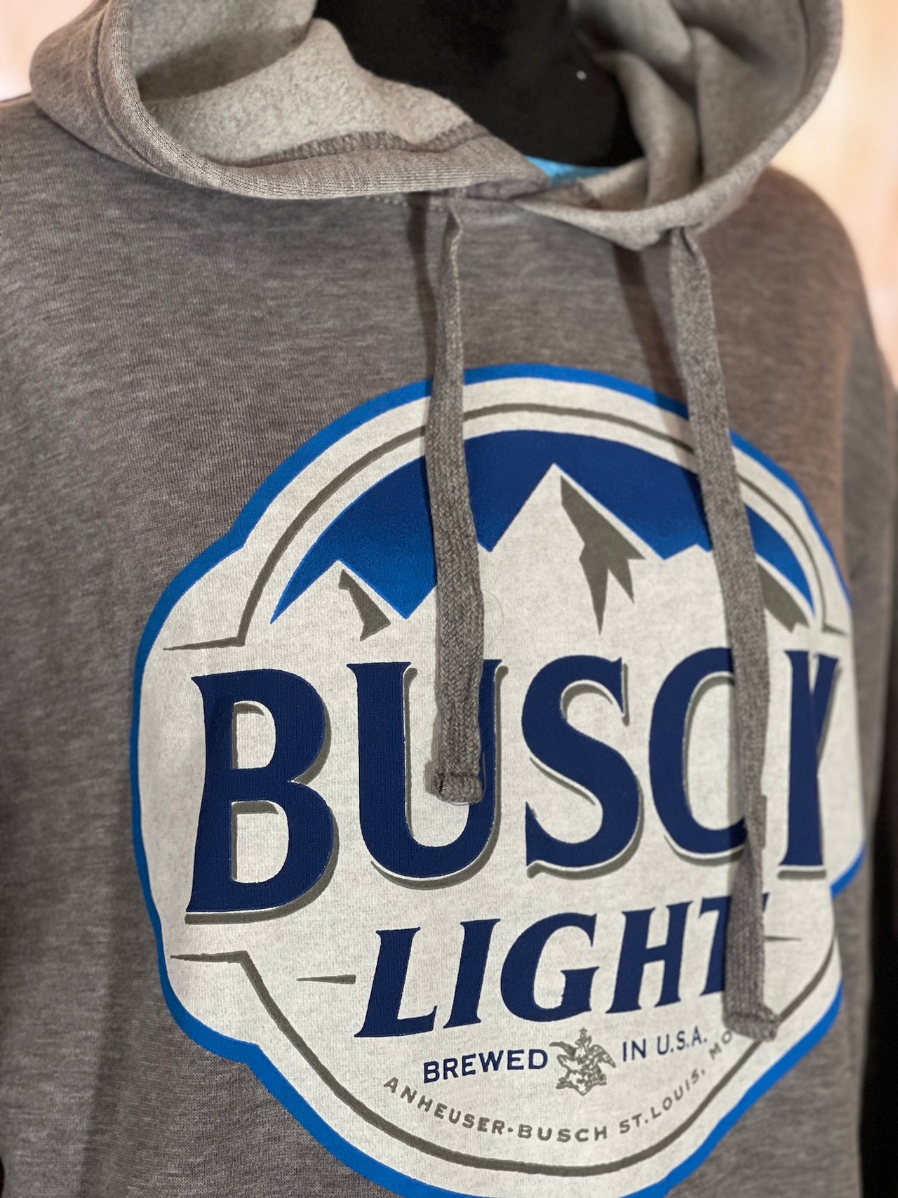 Busch Light Hoodie- Pigment Washed Charcoal Grey