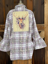 Thumbnail for Flared Sleeve Flannel- TWILIGHT BUCK 2XL