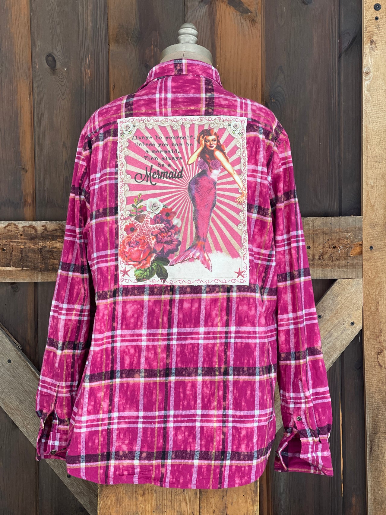 Always Be A Mermaid Art Flannel- Starfish Pink