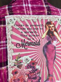 Thumbnail for Always Be A Mermaid Art Flannel- Starfish Pink