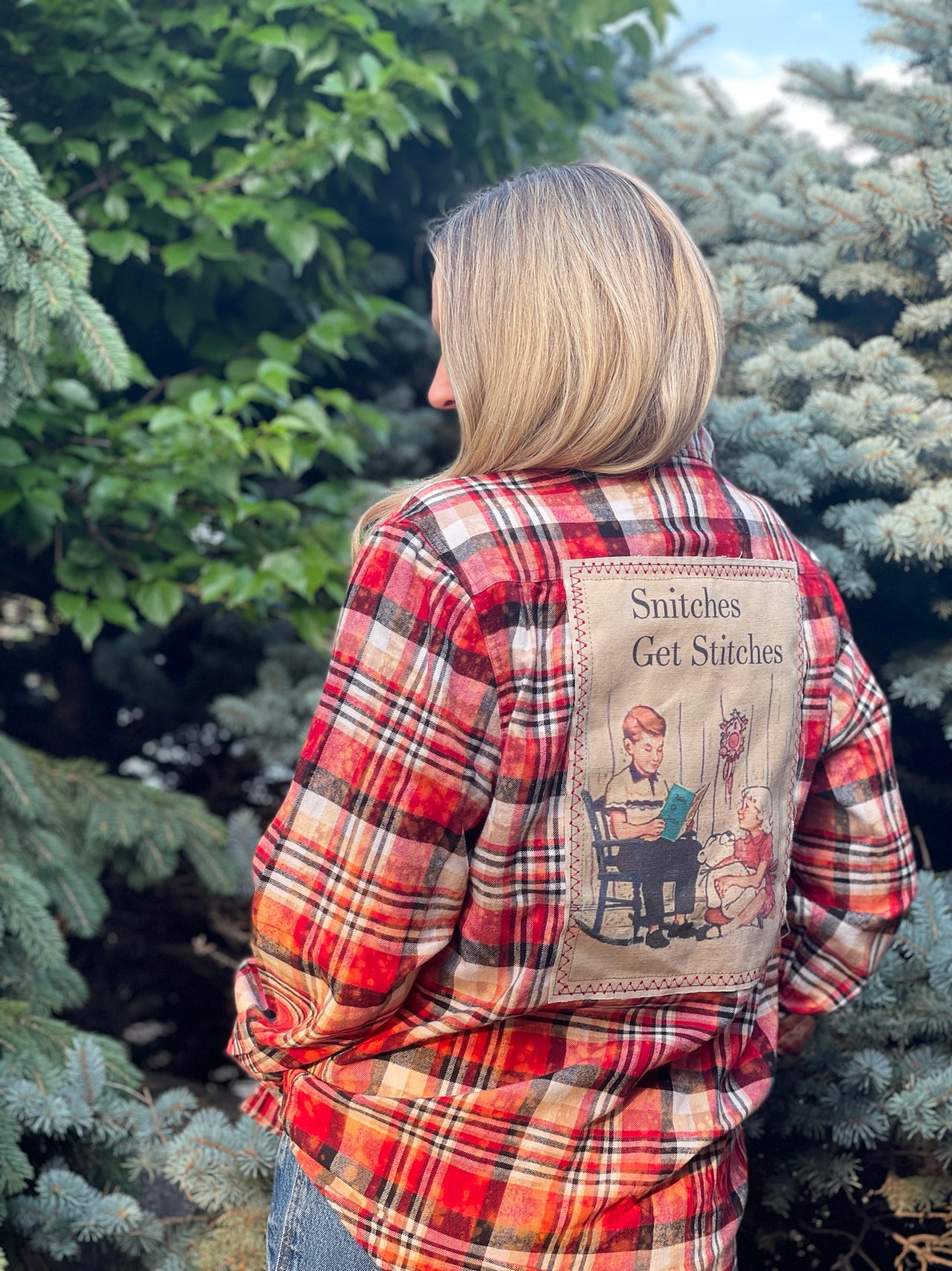 Snitches Get Snitches Art Flannel Angry Minnow Vintage