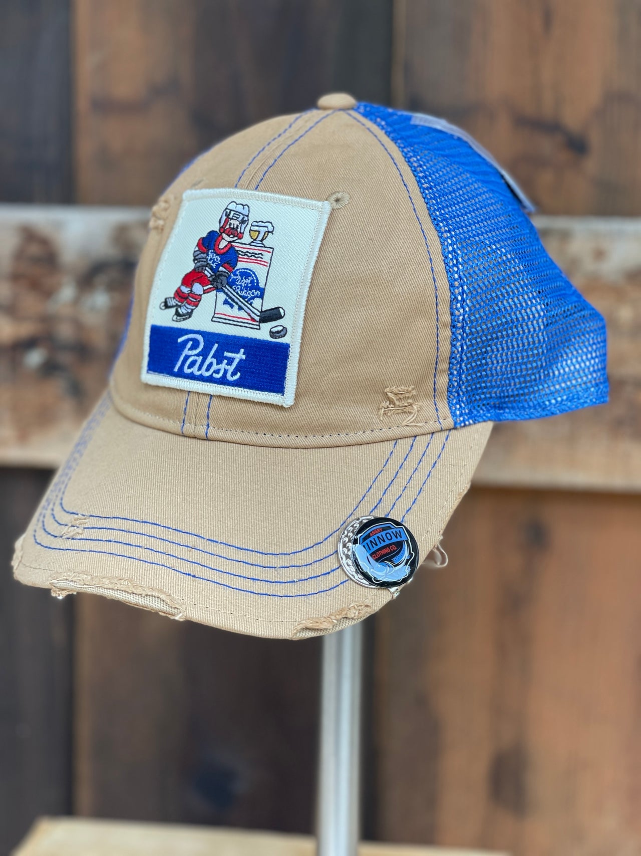 Pabst hockey hats ay Angry Minnow Clothing Co.