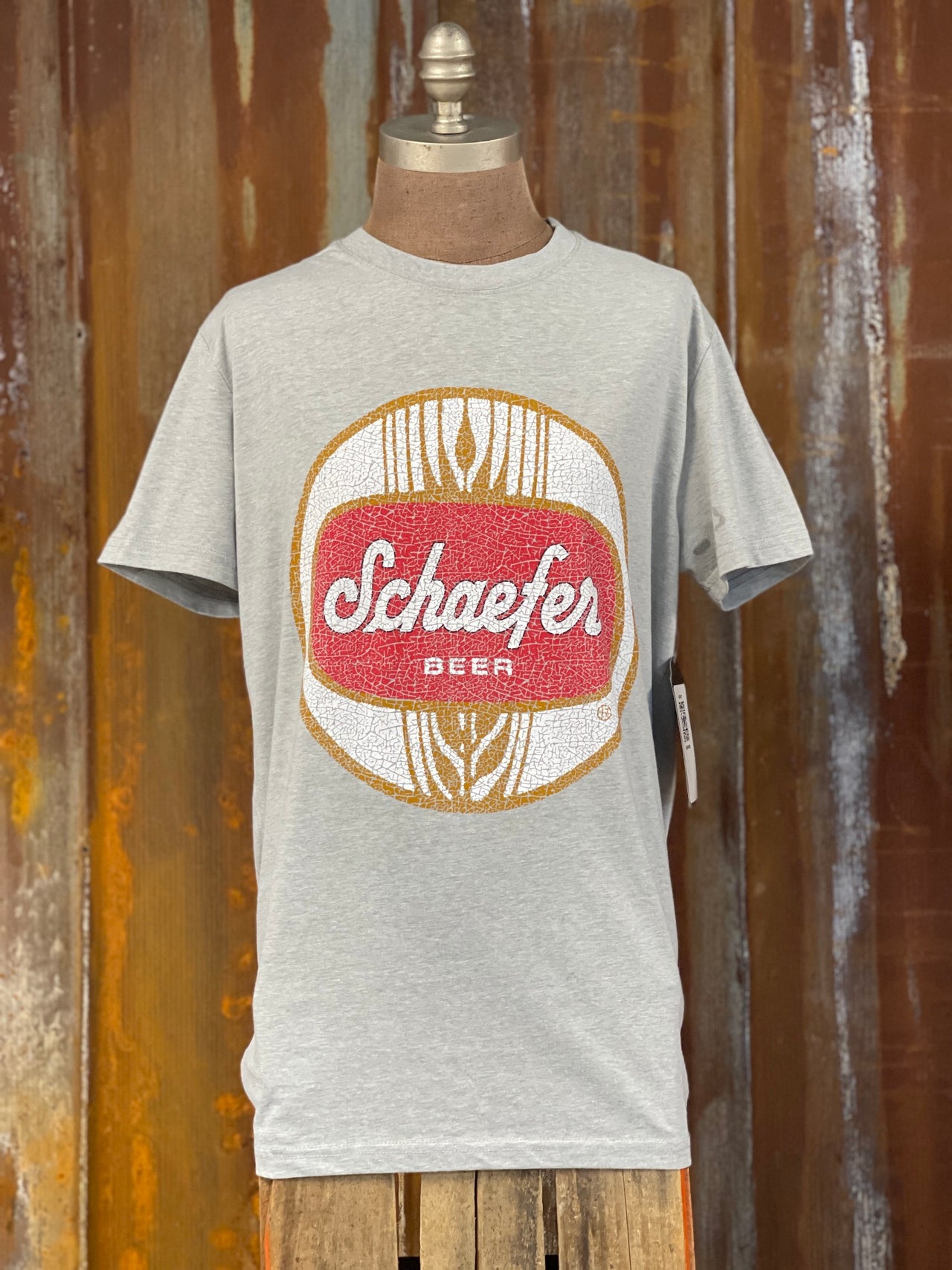 Schaefer Beer Graphic Tee- Heather Grey