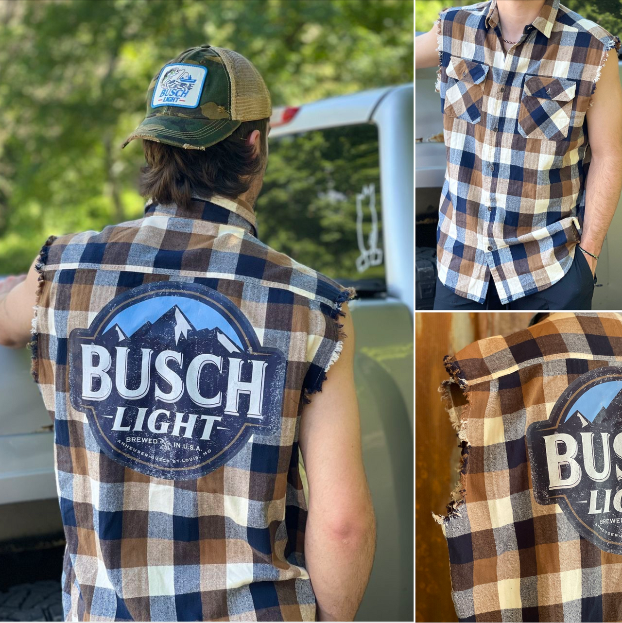Busch Light Sleeveless Flannel