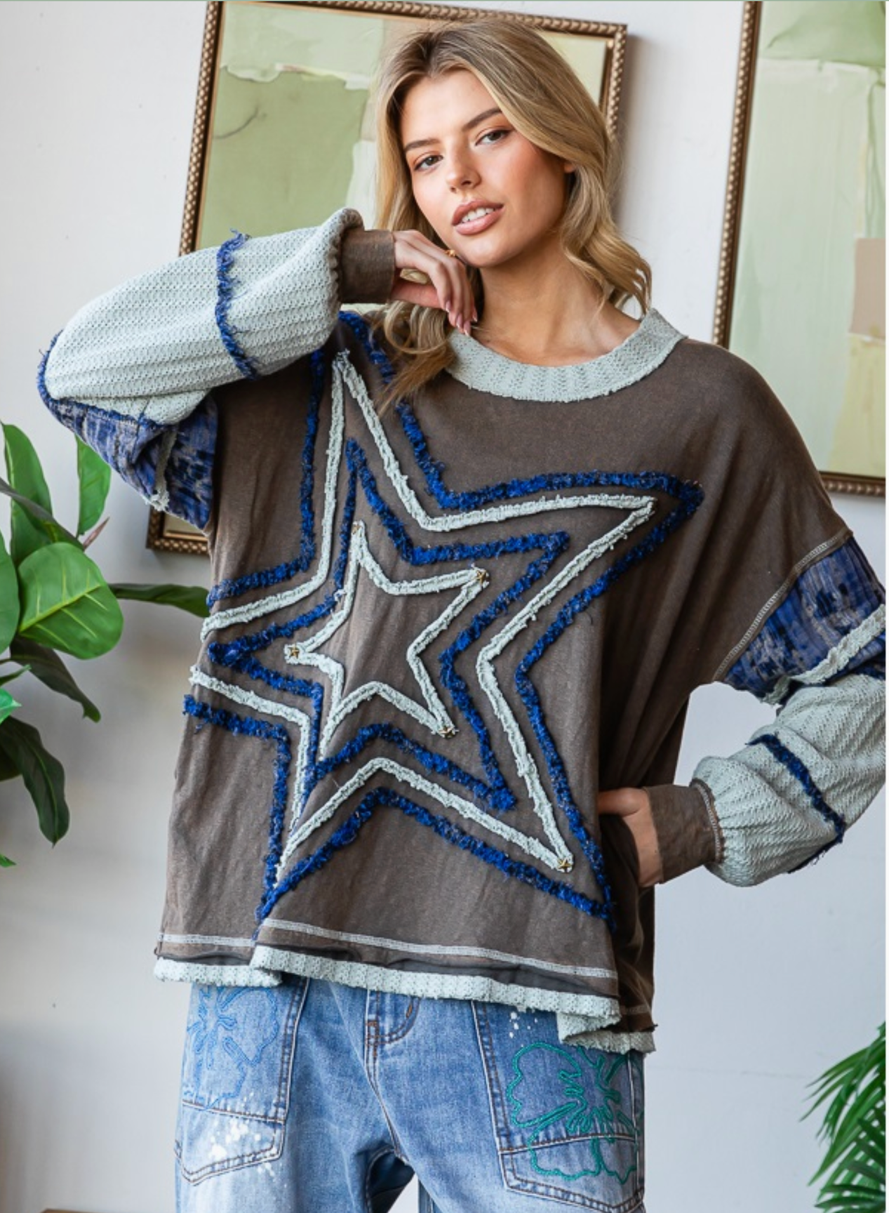 Star Patchwork Sweatshirt