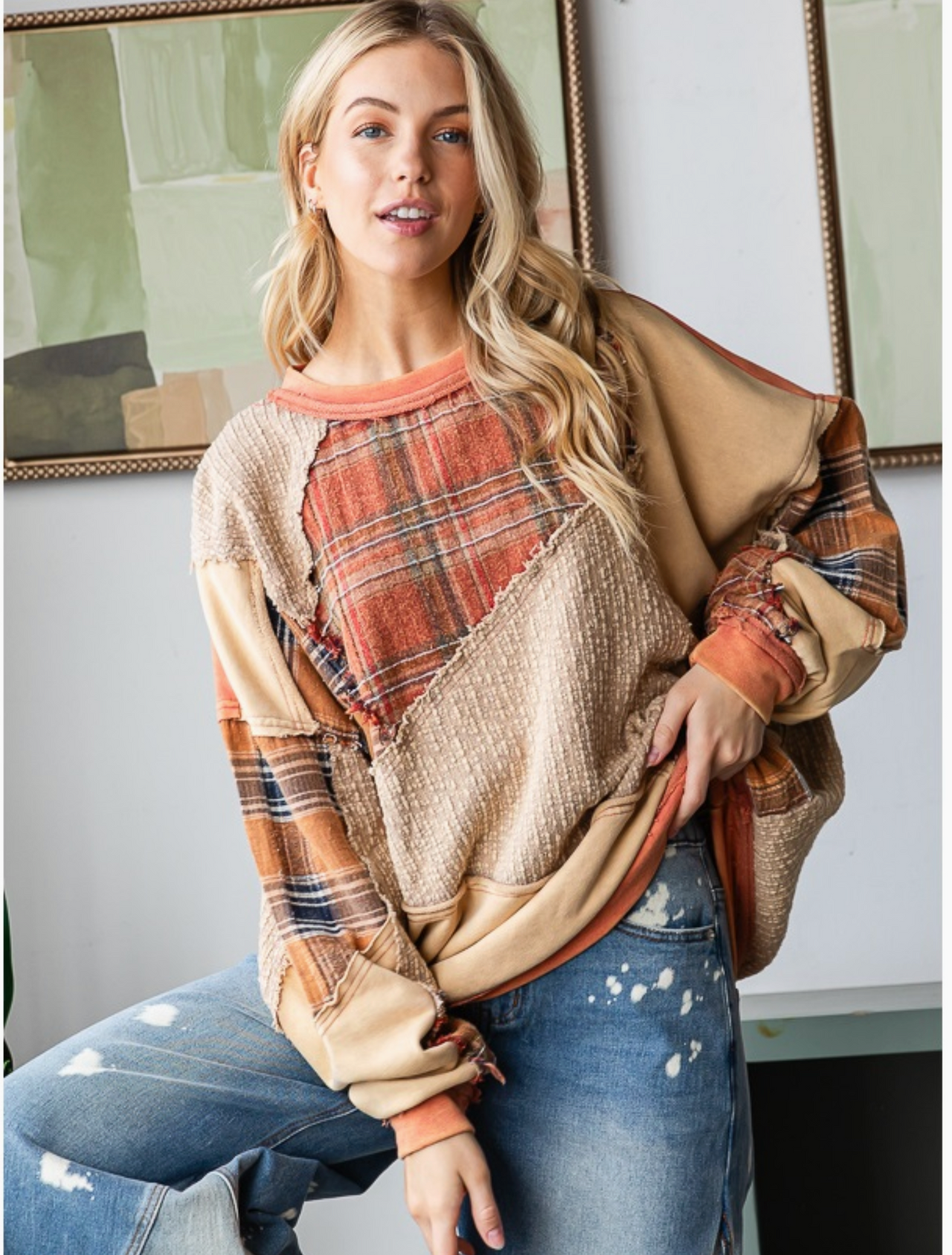 Patchwork Oversized Pullover