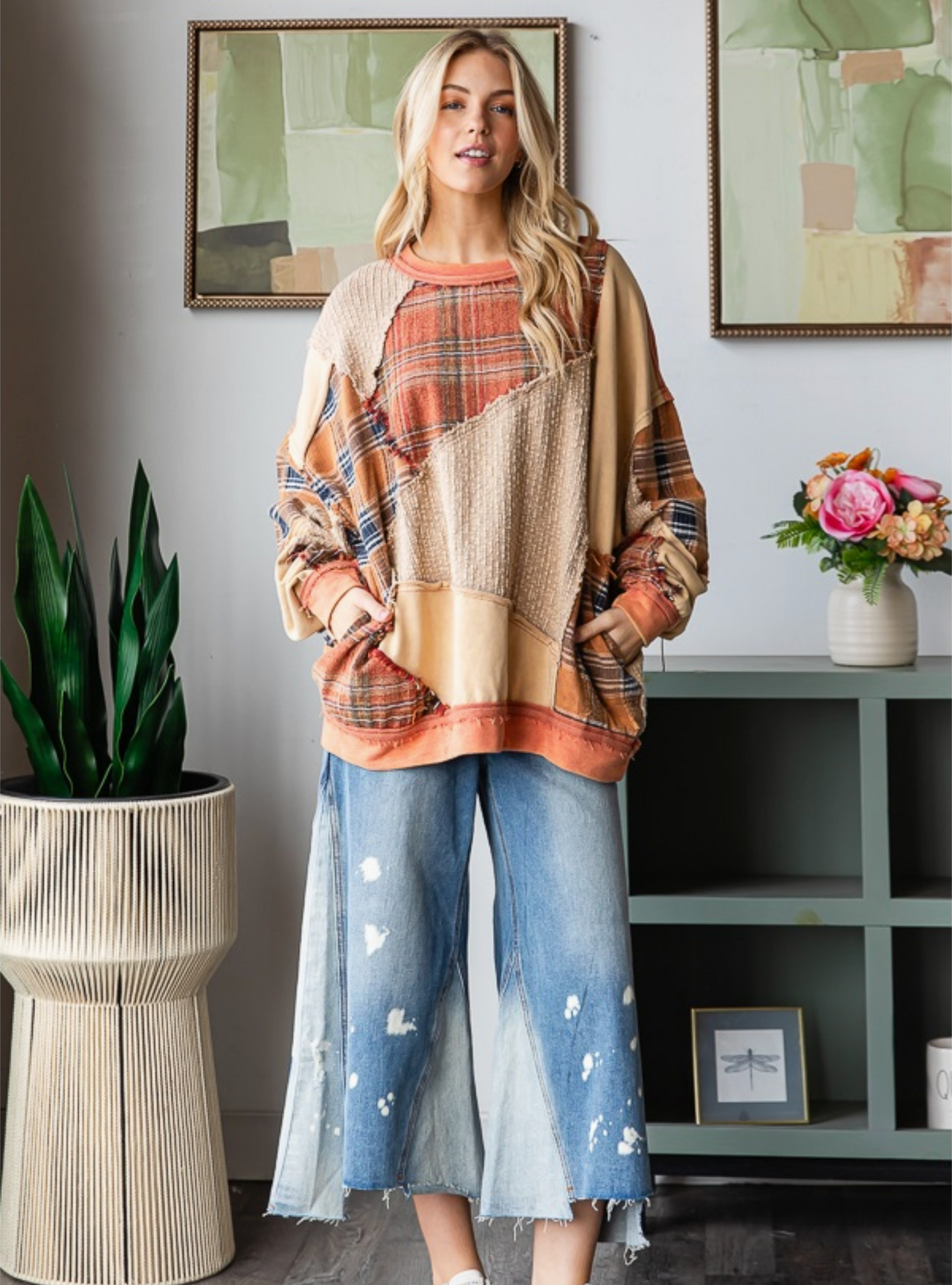 Patchwork Oversized Pullover