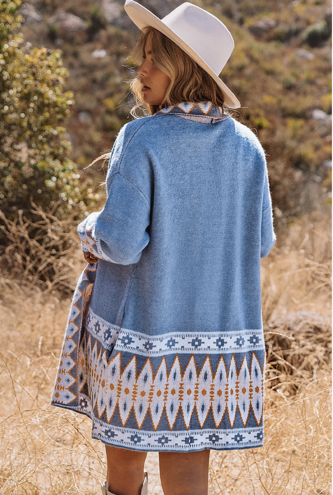 AZTEC Print Cardigan- Prairie Sky