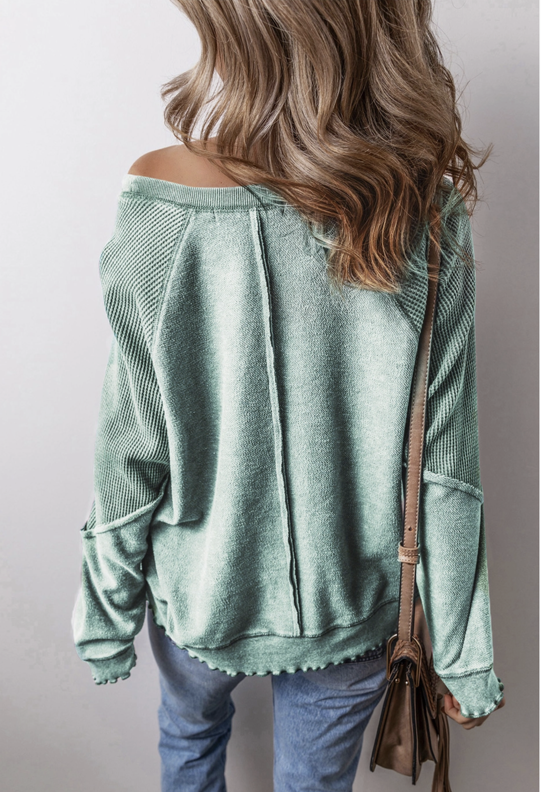 Mineral Washed Patchwork Sweatshirt-