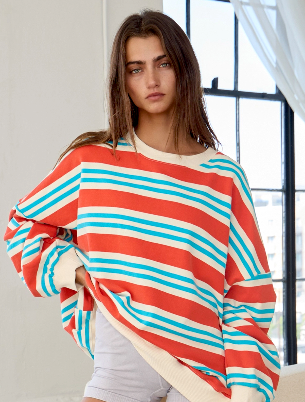 NAUTICAL sweatshirt- Orange/Aqua