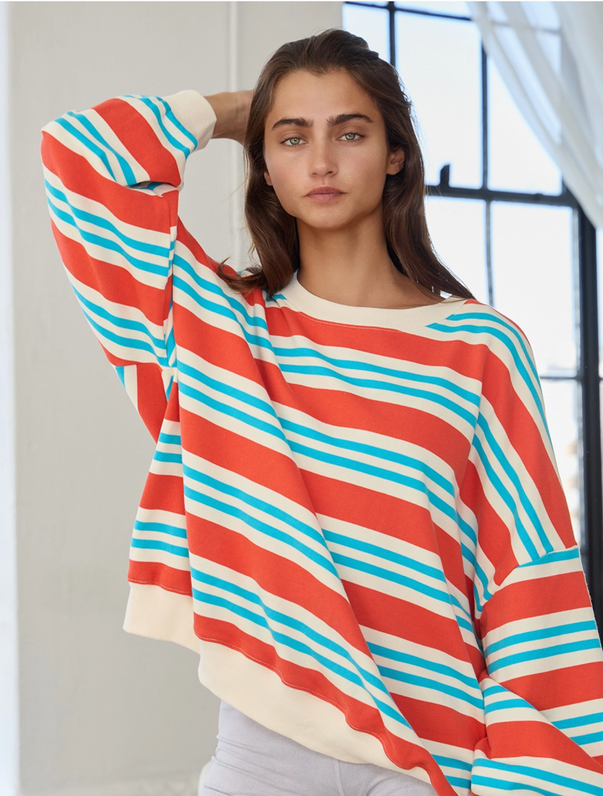 NAUTICAL sweatshirt- Orange/Aqua