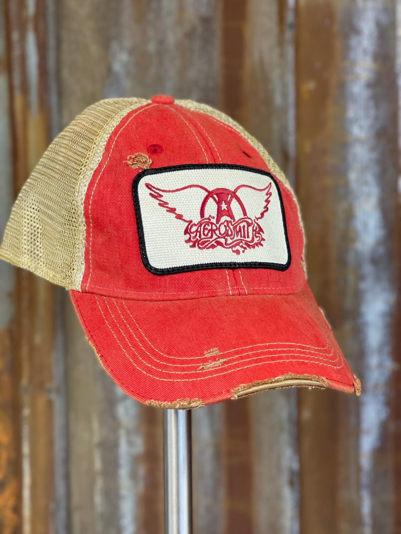 Aerosmith Original Logo Hat- Distressed Black