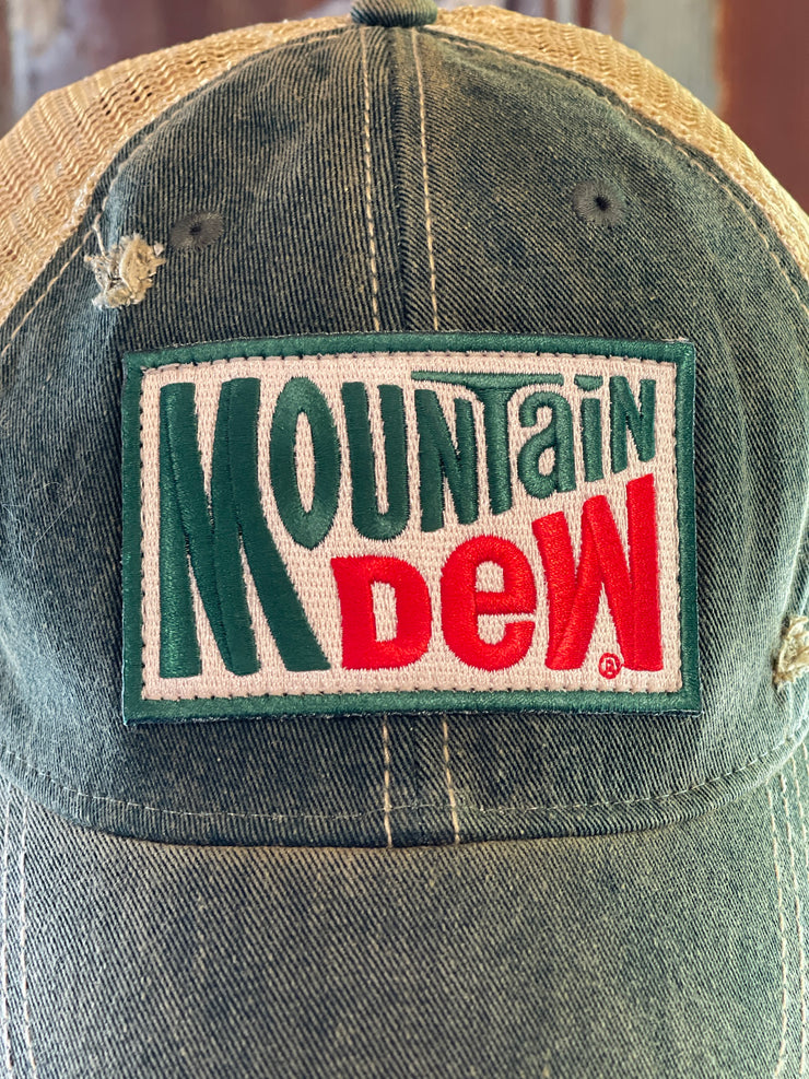 Mountain Dew Old School Hat - Distressed Red Snapback