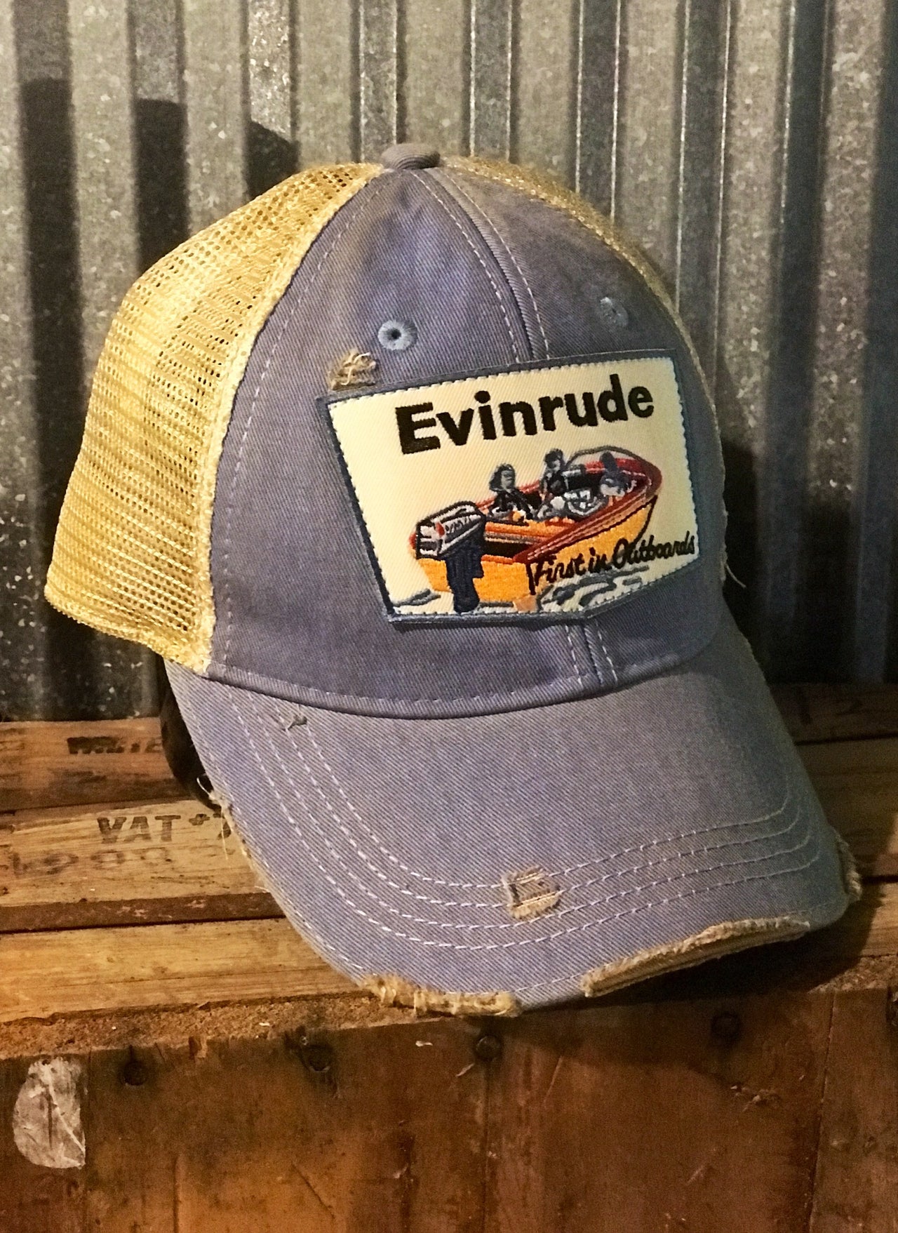 Vintage Trucker Hat Mens Snapback Blue White Fishing Funny Quote