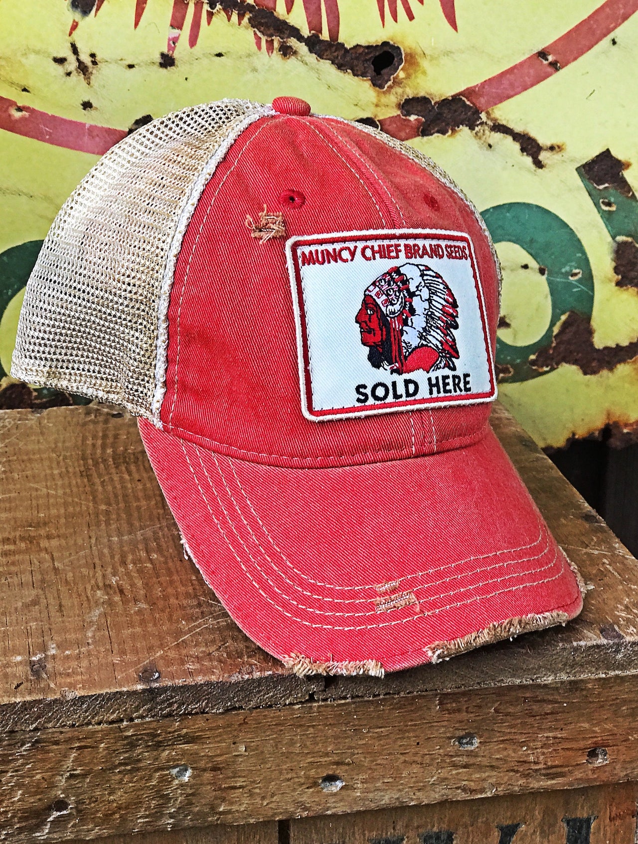 Muncy Chief Seed Patch Hat- Distressed Red