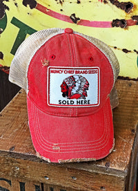 Thumbnail for Muncy Chief Seed Patch Hat- Distressed Red