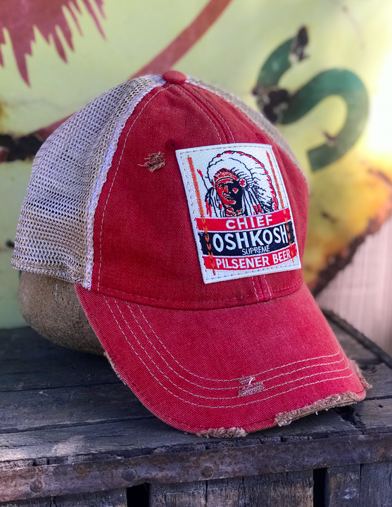 Retro Outboard Hat Rectangle - Distressed Red