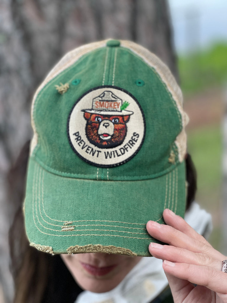 Angry Minnow Vintage Smokey Bear & Cubs Tee- Sage Green Sale!, L